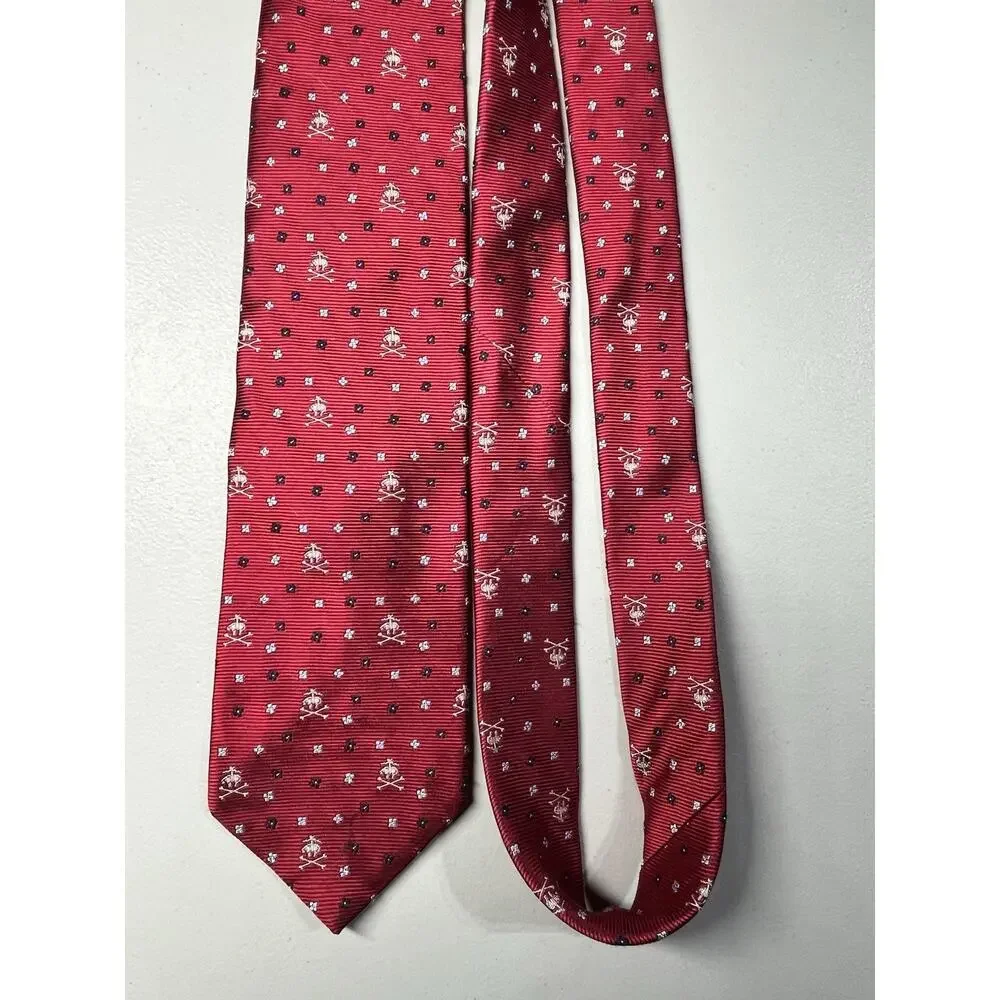 Brooks Brothers Silk Tie Red Flying Pig Logo Floral Mens Necktie 3 1/4